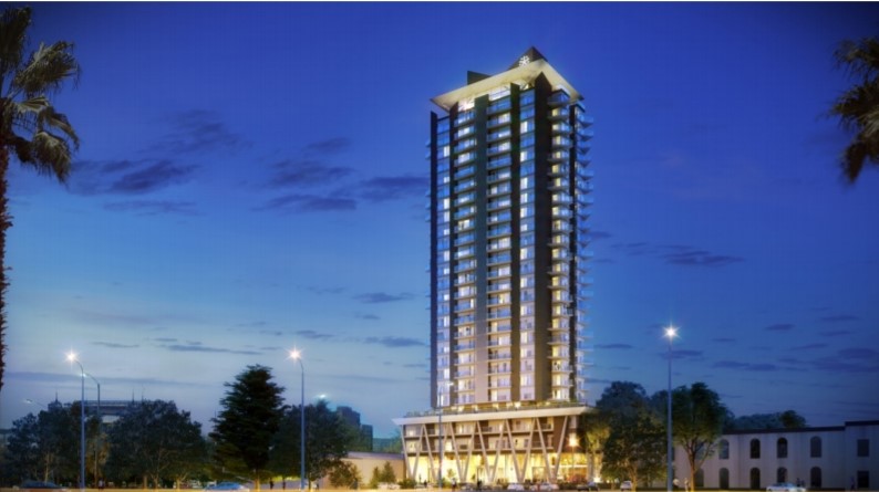 En obra,una torre ubicada en el Centro,en frente a la Bahía del Puerto de Montevideo en la intersección de las ramblas Franklin D. Roosevelt y Sud América.